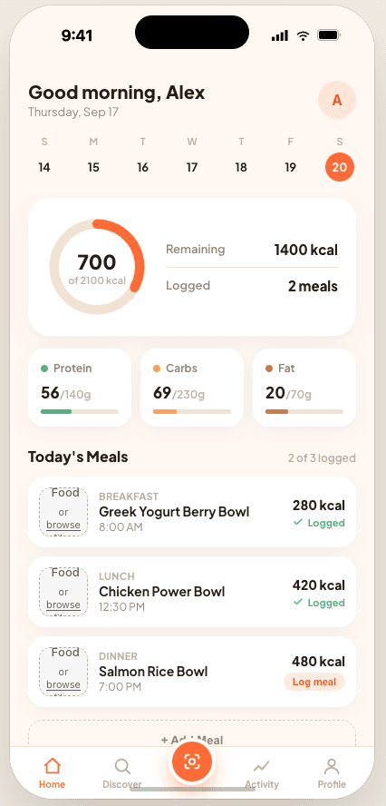ByteCal — Daily meal log